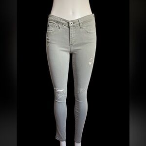Pale green DESIGNER ripped skinny jeans
